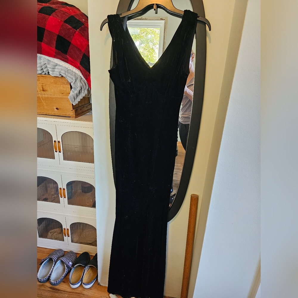 Unique Vintage stretchy velvet fit and flare dress